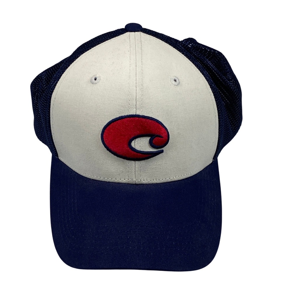 Costa Del Mar Trucker Hat Navy White Mesh Logo Adjustable Men Casual